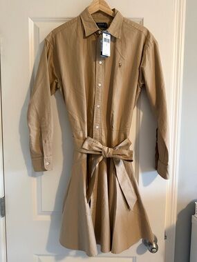 Polo Ralph Lauren Cotton Oxford Shirtdress size US 8 Khaki NWT